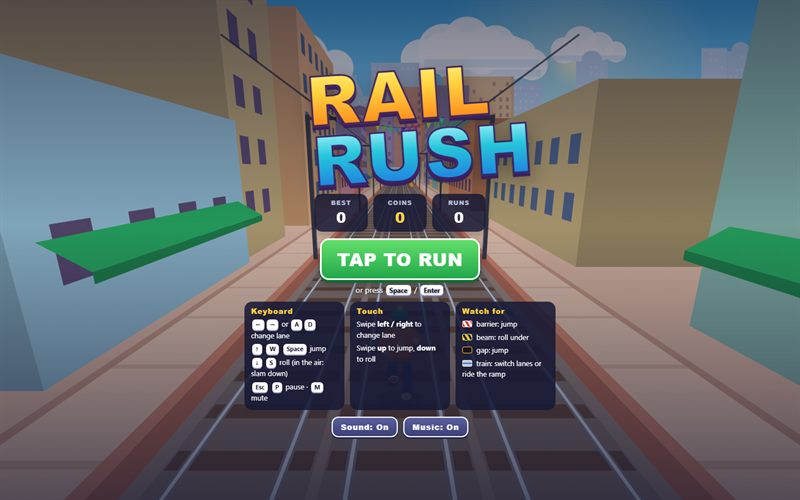 Rail Rush title screen